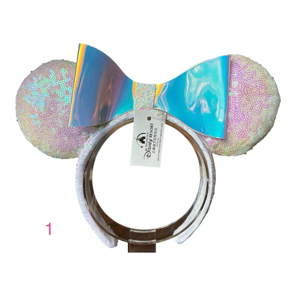 Disney Minnie Mouse Iridescent Sequins & Bow Ear Headband NWT 1